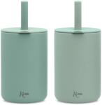KioKids Căni de silicon pentru copii cu pai 180 ml 2 buc. Mint 03804-3