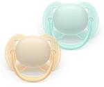 Philips Suzete ortodontice Ultra Soft + cutie de sterilizare (0-6 luni) galben/albastru pastel 2 buc. 00A. 0663.001