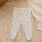 Rainy Pantaloni cu botoșei pentru bebeluși cu talie pliabilă, 48-74 cm, Iepurași roz