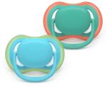 Philips Suzete ortodontice Ultra Air + cutie de sterilizare (6-18 luni), verde/albastru, 2 buc. 00A. 0647.001