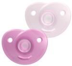 Philips Suzete ortodontice Soothie, 2 buc. + cutie de sterilizare (0-6 luni), roz