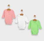 Rainy Set de 3 body-uri cu mâneci lungi 48 - 80 cm. kiwi/alb/roz