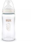 Nuk Biberon din sticlă pentru bebeluși First Choice Temperature Control 240 ml cu tetină din silicon 3+ luni mărimea M, Cal de mare, alb