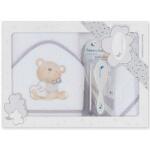 Interbaby Set prosop pentru bebeluși 100x100 cm cu pieptene și perie Love you White/Grey