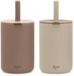 KioKids Pahare de silicon pentru copii cu pai 180 ml 2 buc. Beige 04255-2