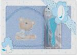 Interbaby Set prosop pentru bebeluși 100x100 cm cu pieptene și perie Love you Blue