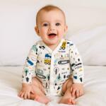 Rainy Body pentru bebeluși cu mâneci lungi și închidere în față 48 - 68 cm. Excavatoare