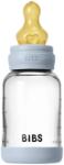 BIBS Biberon din sticlă pentru bebeluși 120 ml. (cauciuc) Baby Blue