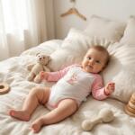 Rainy Body pentru bebeluși cu mâneci lungi 48-80 cm. Pisicuță cu fundiță