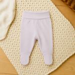 Rainy Pantaloni cu botoșei pentru bebeluși cu talie pliabilă, culoare ecru delicat, 48-74 cm