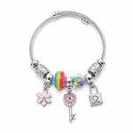 ElectraStore Bratara Argintie Cu Charmuri Multicolore (C5114)