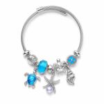 ElectraStore Bratara Argintie Cu Charmuri Blue Marin (C5115)