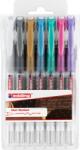 edding Roller gel edding 2185, varf 0.7 mm, set 7 culori, alb, auriu, argintiu, albastru metalic, verde metalic, roz metalic, violet metalic (ED218537)