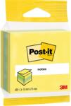 Post-it Minicub notite adezive, Post-it, galben/verde, 51 x 51 mm, 400 file, 100% PEFC (3M110136) - forit