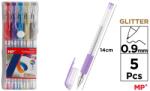 Main Paper Set 5 rollere cu gel Main Paper, varf 0.9 mm, culori glitter (MR216612)