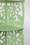 Amco Suport de colt din lemn, 90x37 cm, 4 rafturi, decor floral 3D, verde mentol - Ideal pentru flori si obiecte decorative (PM416) Raft
