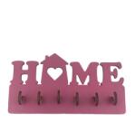 Amco Suport chei Home din lemn cu 6 agatatori 20x10x2, 4 cm, Roz (PM95)