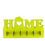 Amco Suport chei Home din lemn cu 6 agatatori 20x10x2, 4 cm, Galben fluorescent (PM094)