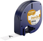 DYMO eredeti címkenyomtató szalag, Dymo, S0718850, fekete nyomtatás/fehér hátlap, 2m, 12mm, LetraTag vasalható szalag