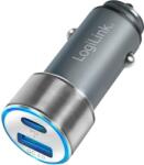 LogiLink USB autós töltő, 1x USB-C PD, 1x USB-A QC, 36 W