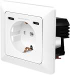 LogiLink Fali aljzat, 1x CEE 7/3, 2x USB-C, 25 W, PD, beépítési mélység: 29.5 mm