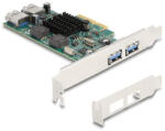 Delock PCI Express x4 kártya - 2 x külső USB 5 Gbps A-típusú és 2 x belső USB 5 Gbps A-típusú kettős csatorna - alacsony profilú formatényező