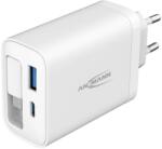 ANSMANN Home Charger PD230 3 portos USB-A USB-C 30W beépített kábellel fehér 1001-0186 (1001-0186)