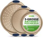 NutriChef Tava de copt NutriChef Pizzablech Gold 3 piese, antiaderenta, 24-33 cm (59957404)