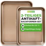 NutriChef Tava de copt NutriChef 2 piese Antiaderenta 40x28 cm si 35.5x24.6 cm, inox PFOA-free (91656263)