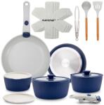NutriChef Set de Oale si Tigai NutriChef 18 Piese Ceramica Albastra cu Manere Detasabile (69193647)