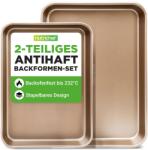 NutriChef Set de Tava de Copt NutriChef 2 piese, Antiaderenta, 40x28 cm si 35.5x24.6 cm, Aurie (68985395)
