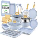 NutriChef Set de tigai si oale NutriChef, 22 piese, antiaderent, culoare Eisblau (43472176)