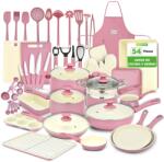 NutriChef Set de Oale si Tigai NutriChef 54 Piese Antiaderent Roz Inclusiv Utensile de Bucatarie (45865201)