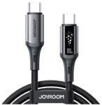 JOYROOM STARTALK adatkábel (Type-C - Type-C, 100W, PD gyorstöltő, LED jelzés, 120cm) FEKETE (S-A60 C-C 100W 1.2M BLACK)