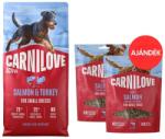 CARNILOVE Active Dog Salmon & Turkey Adult Small Breeds 12 kg lazac és pulyka kis testű kutyáknak + CARNILOVE Dog Soft Snack Salmon Small Bite 2x200g AJÁNDÉK