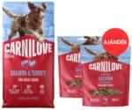 CARNILOVE Active Dog Salmon and Turkey Adult 12 kg lazac és pulyka aktív kutyáknak + CARNILOVE Dog Crunchy Snack Salmon 2x200g AJÁNDÉK
