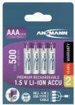 ANSMANN akku, Li-ion, Lítium, micro ceruza, AAA, 500 mAh, Játékvezérlőkhöz is, USB-C kábellel tölthető, 4 db 1311-0028 (1311-0028)