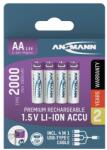 ANSMANN akku, Li-ion, Lítium, ceruza, AA, 2000 mAh, USB-C kábellel tölthető, 4 db 1312-0036 (1312-0036)