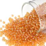 Perlin Üveg Kásagyöngy Rocailles Indián Gyöngy 4 mm 6/0 Kerek Mini Seed Beads 1100 db - Gold AB Átlátszó