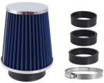 Carmotion Sport légszűrő, kúpos 120x130x90 mm, kék/króm, adapterek: 60, 63, 70 mm- Carmotion