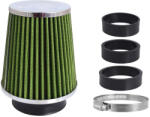 Carmotion Sport légszűrő, kúpos 120x130x90 mm, lime zöld/króm, adapterek: 60, 63, 70 mm- Carmotion