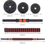  Súlyzókészlet, MOVEPRO GB-SX, 2 x 15 kg (összesen 30 kg), rúdcsatlakozóval súlyzórúddá alakítható, 16 tárcsával, csúszásmentes markolat