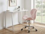  Set birou ZARIMO masa 80x40 cm, alb + scaun AVOLA VELVET, roz deschis