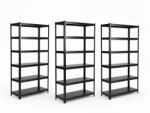 MAMUTEX 3 darabos akciós csomag - Lakkozott teljesen fém állvány Mamutex Standard 240x60x40 cm - 6 polc, teherbírás 720 kg, fekete