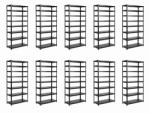 MAMUTEX 10 darabos akciós csomag - Lakkozott, fémből készült állvány Mamutex Standard 280x80x40 cm - 8 polc, teherbírás 960 kg, fekete