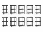 MAMUTEX 10 darabos akciós csomag - Lakkozott teljesen fém állvány Mamutex Standard 100x100x40 cm - 3 polc, teherbírás 360 kg, fekete