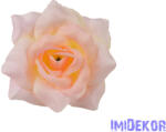  Rózsa selyemvirág fej eres D11cm - Krém-Babarózsaszín