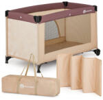 Petite&Mars Patut pliant, PetiteMars, Nyja, 120 x 60 cm, Cu roti, Functie de tarc, Pliere compacta, Include geanta de transport, Intrare laterala cu fermoar, Pereti din plasa, Pana la 15 kg, 0-30 luni, Maro (9234