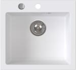 FERRO Chiuveta bucatarie din granit, o cuva, 45 49 cm FERRO STAMPO Alba, adancime cuva 205 mm Chiuveta