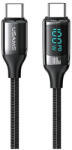 USAMS fonott kábel U78 USB-C to USB-C LED 1.2m 100W gyors töltés SJ546USB01 (US-SJ546) fekete (SJ546USB01)